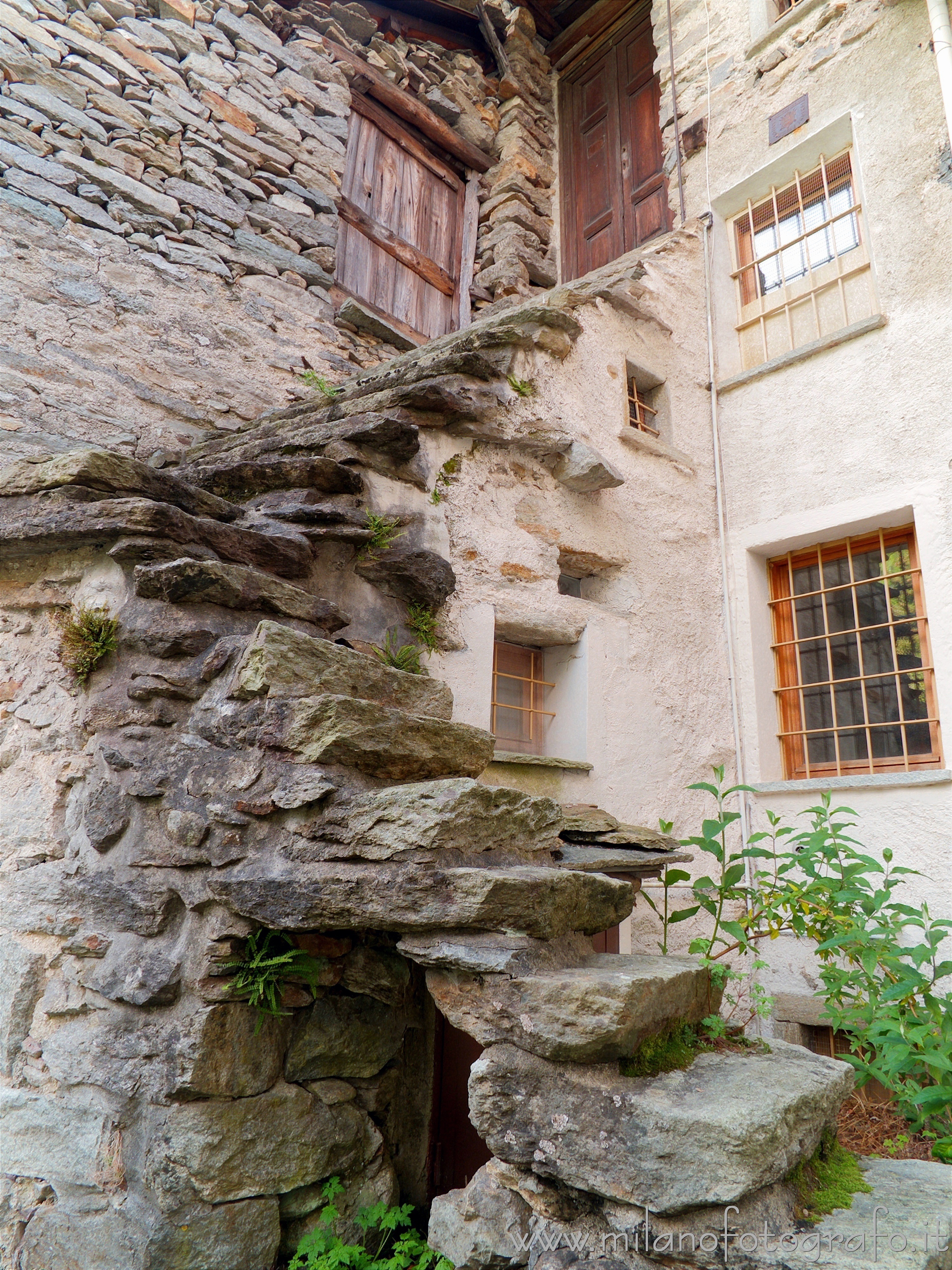 Piedicavallo (Biella, Italy) - External stone staircase in the hamlet Montesinaro